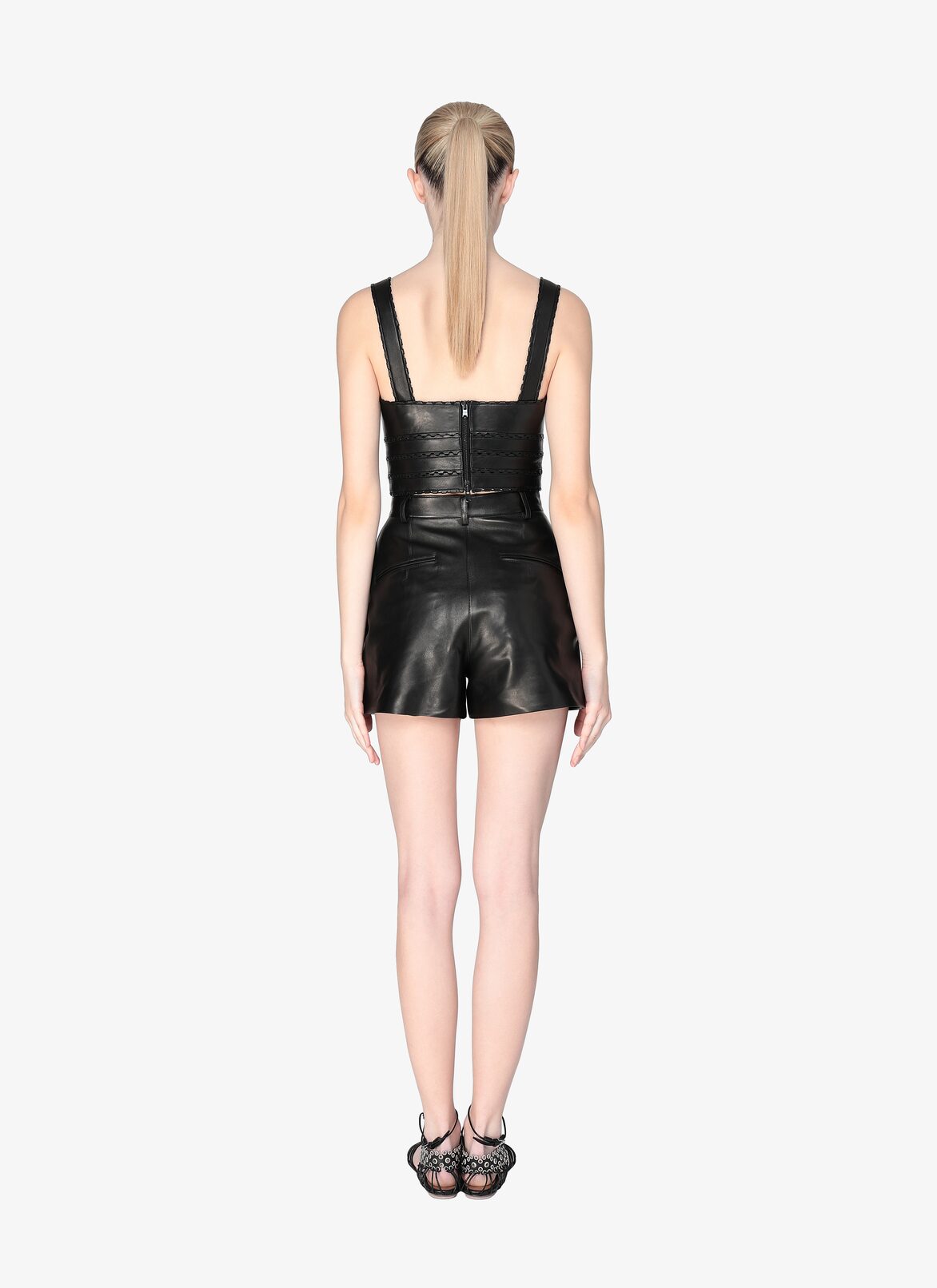 Leather Bustier Top ALAÏA BLACK LEATHER BUSTIER TOP